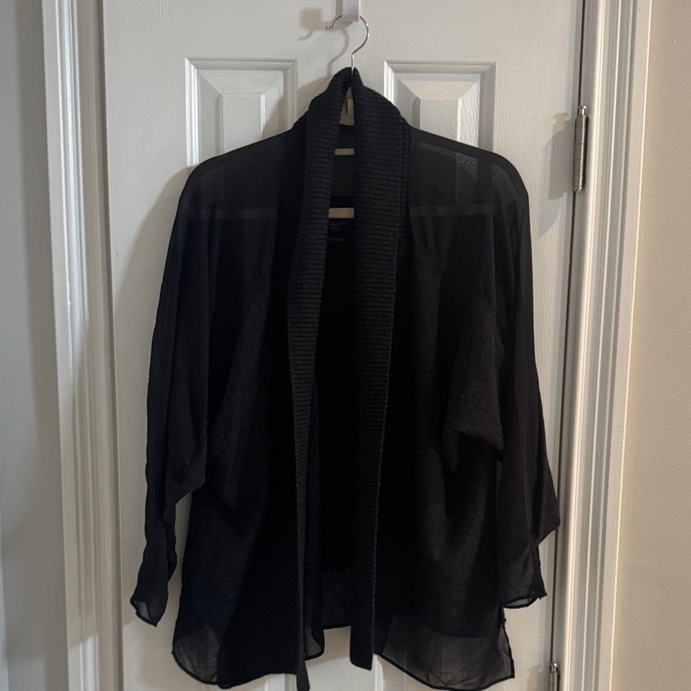 NWOT All Saints Black Cardigan w/ Partially Sheer Sleeves, Sheer Portion on Back